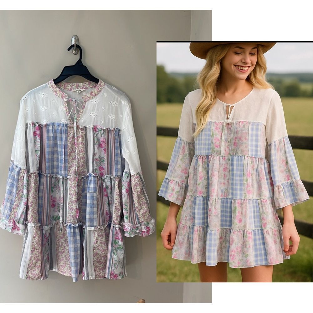 Polished Patchwork Pink Floral Dress
Farm Girls Fancy Frills Patchwork Dress M
